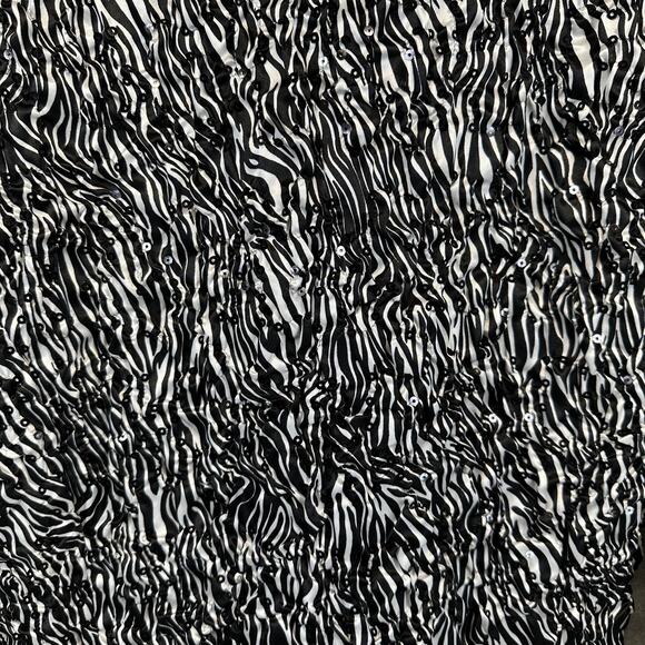 Adressing Jacket Womens Medium Black White Zebra Print Sequins Crinkle Embellish - Picture 4 of 14